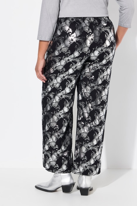Hose, gerades Bein, Metallic-Print, Elastikbund