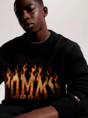 Suéter Relaxed Fit com Logo de Fogo