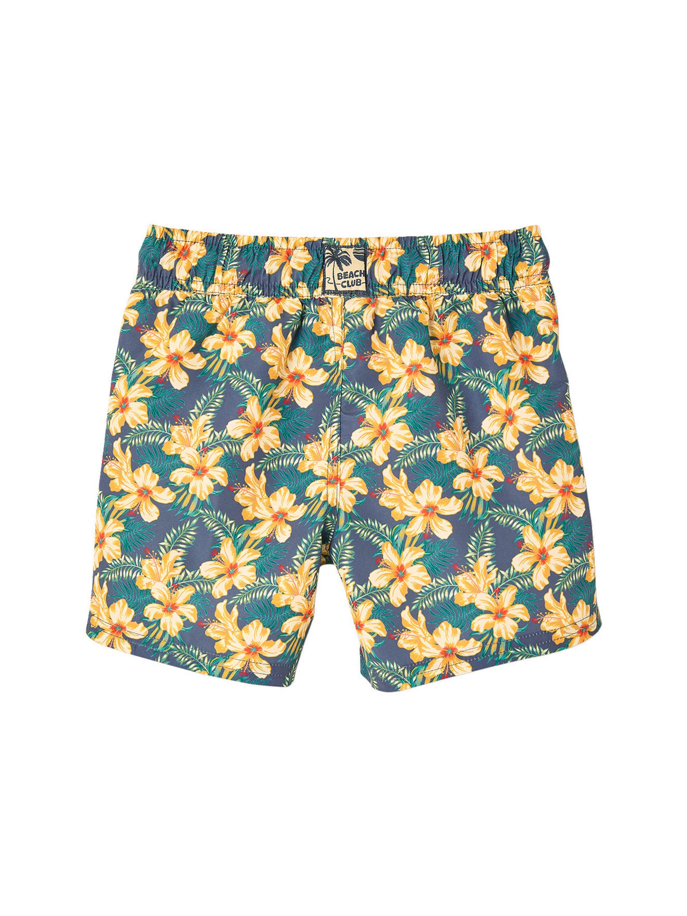 Vertbaudet Jungen Badeshorts mit Hawaiiblumen marine