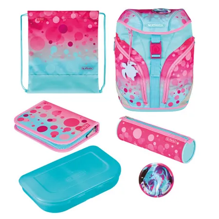 Herlitz Grundschulrucksack SoftLight Plus Greenline Pink Bubbles