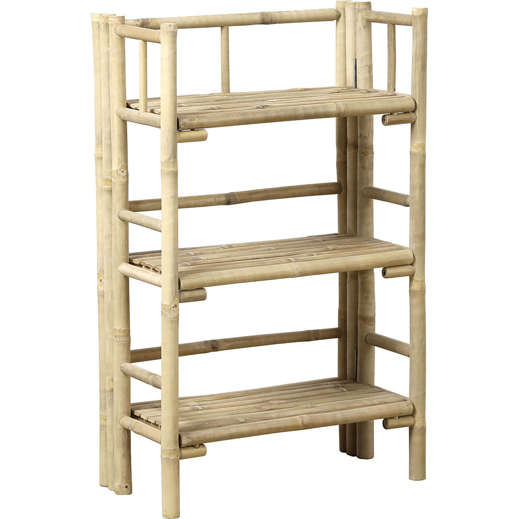 Meuble de rangement 3 étagères pliable canne de bambou 50x90x25cm
