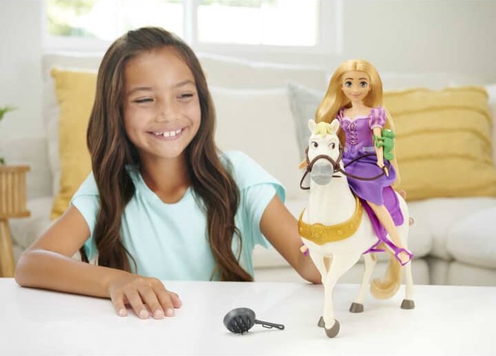 Rapunzel Dukke Med Maximus Hest - Disney Princess