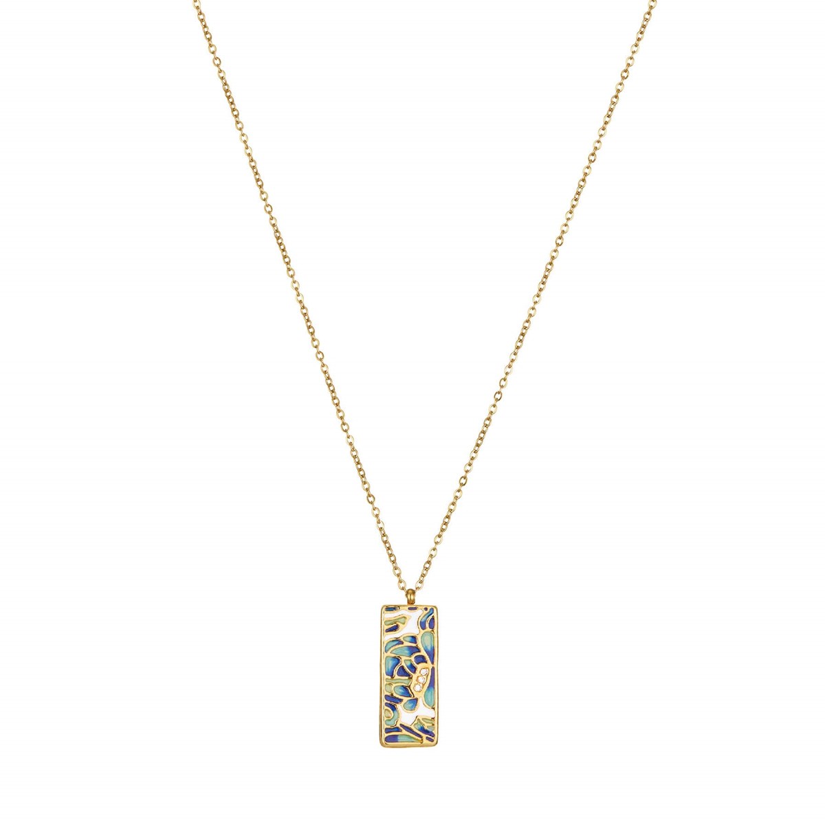 Collier Artiste bleu doré or