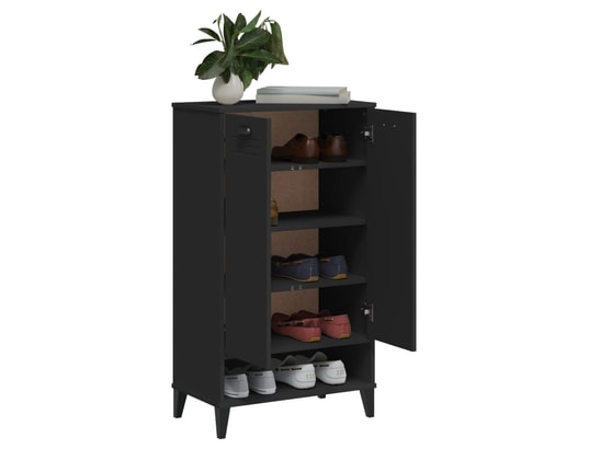 VIDAXL - Armoire à chaussures viken noir bois de pin solide