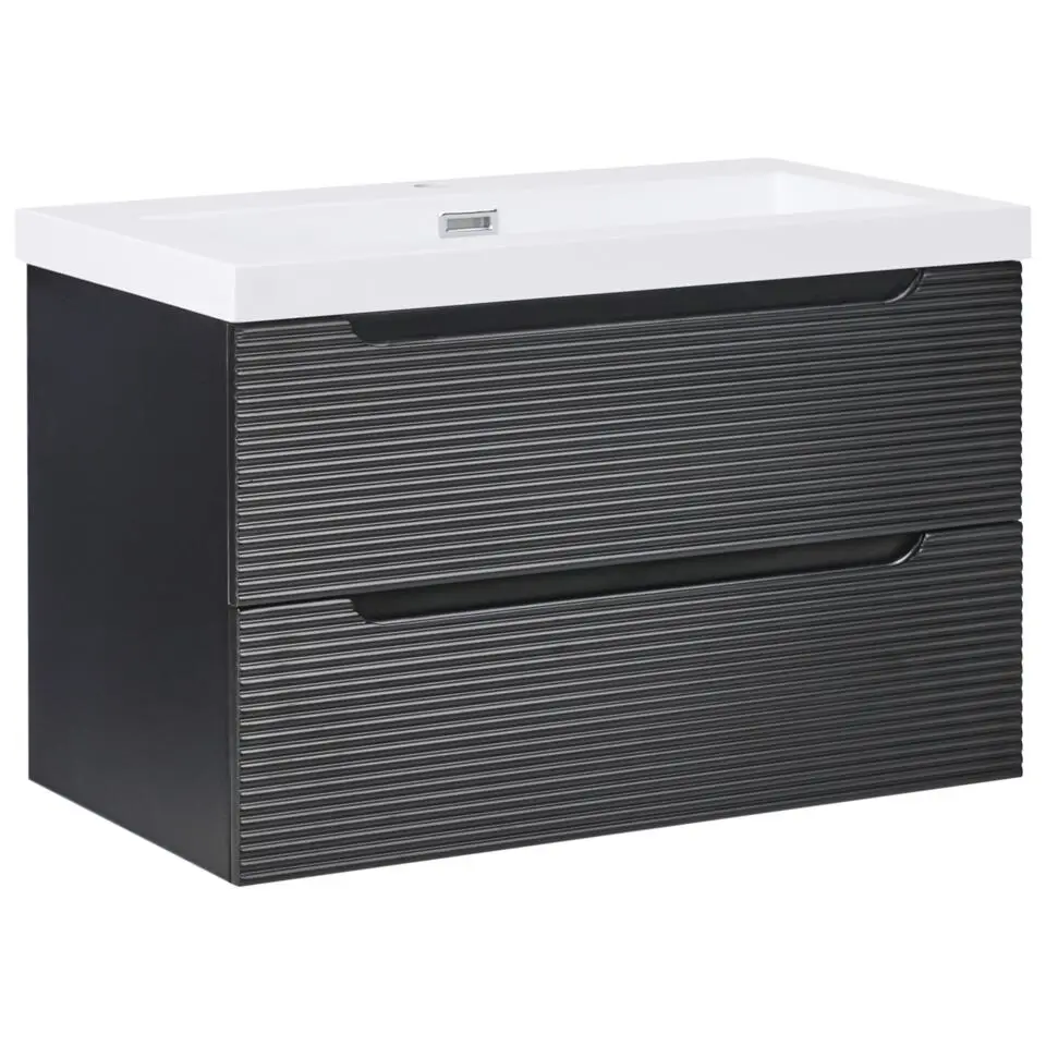 MAKANA - Badkamermeubel met wastafel - Zwart - 80 cm - MDF