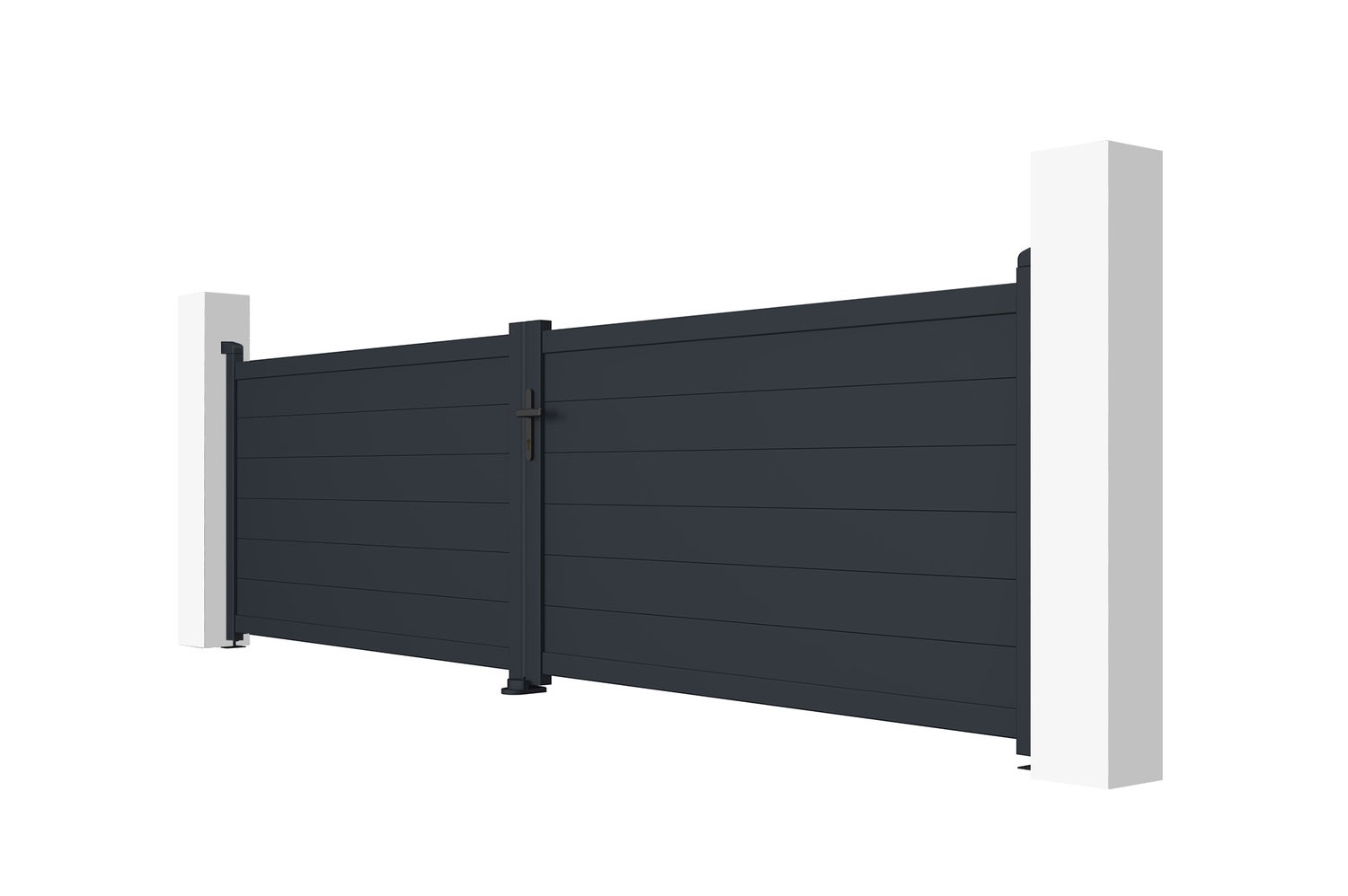 Dubbele poort 4m EIGER 400B115 Aluminium Grijs