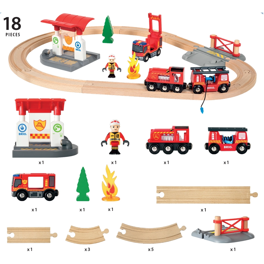 BRIO® WORLD Bahn Feuerwehr Set 33815