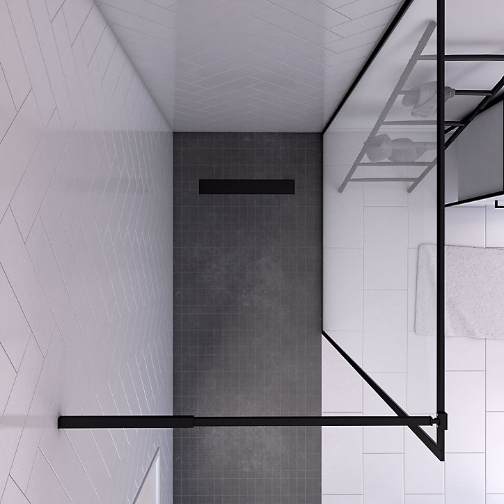 Paroi de douche à l'italienne noir Galedo Dark Edge transparent l.120 x H.200 cm