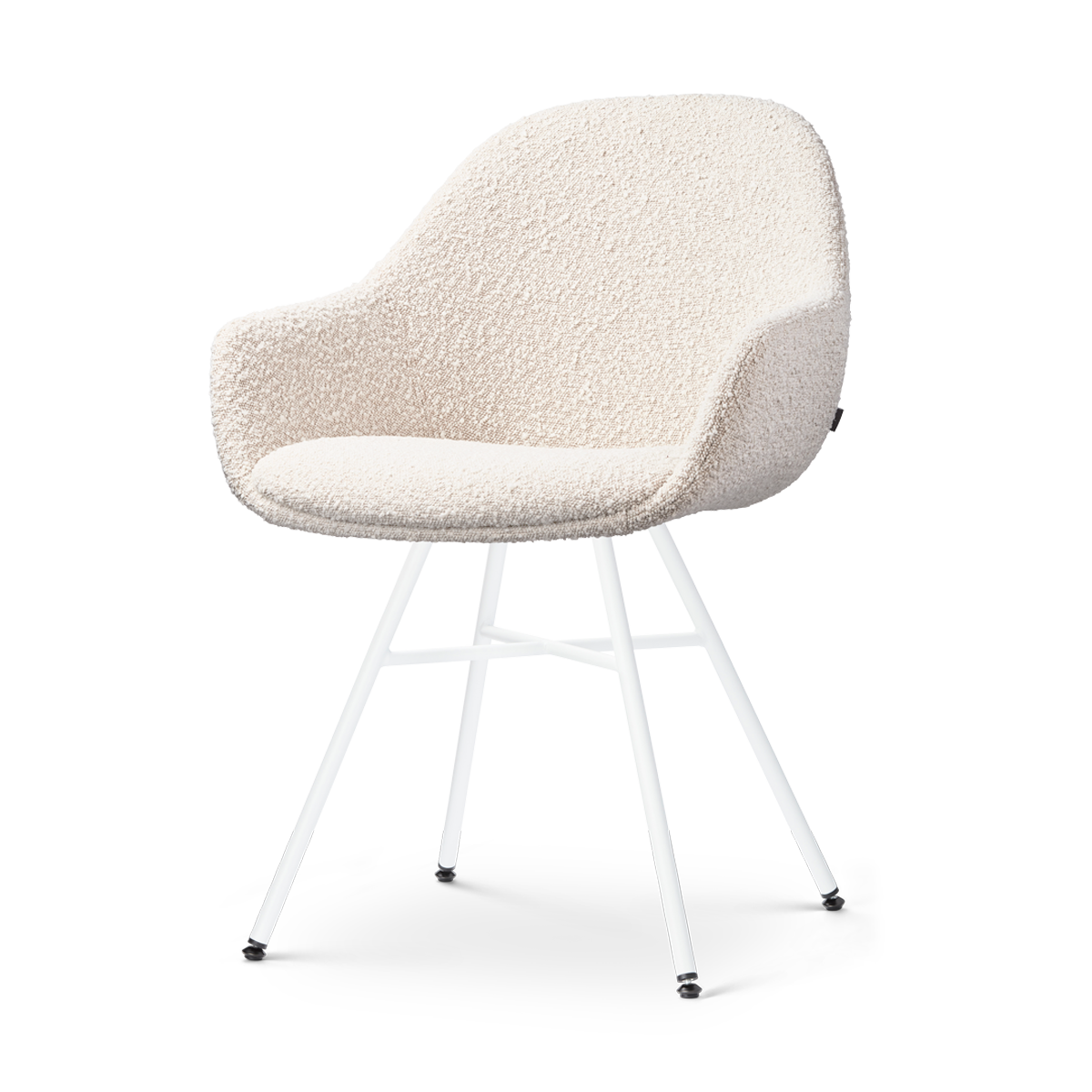 Eetkamerstoel Noa-Mae bouclé beige - wit onderstel