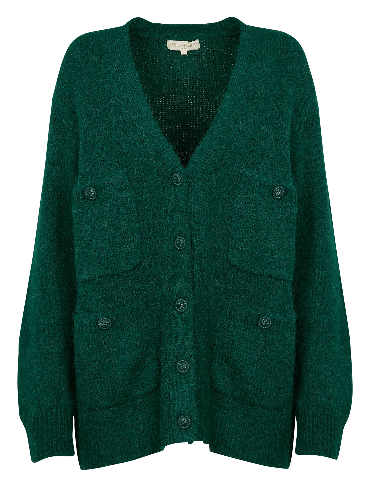 LLIONA - Gilet long oversize à col V | Vert