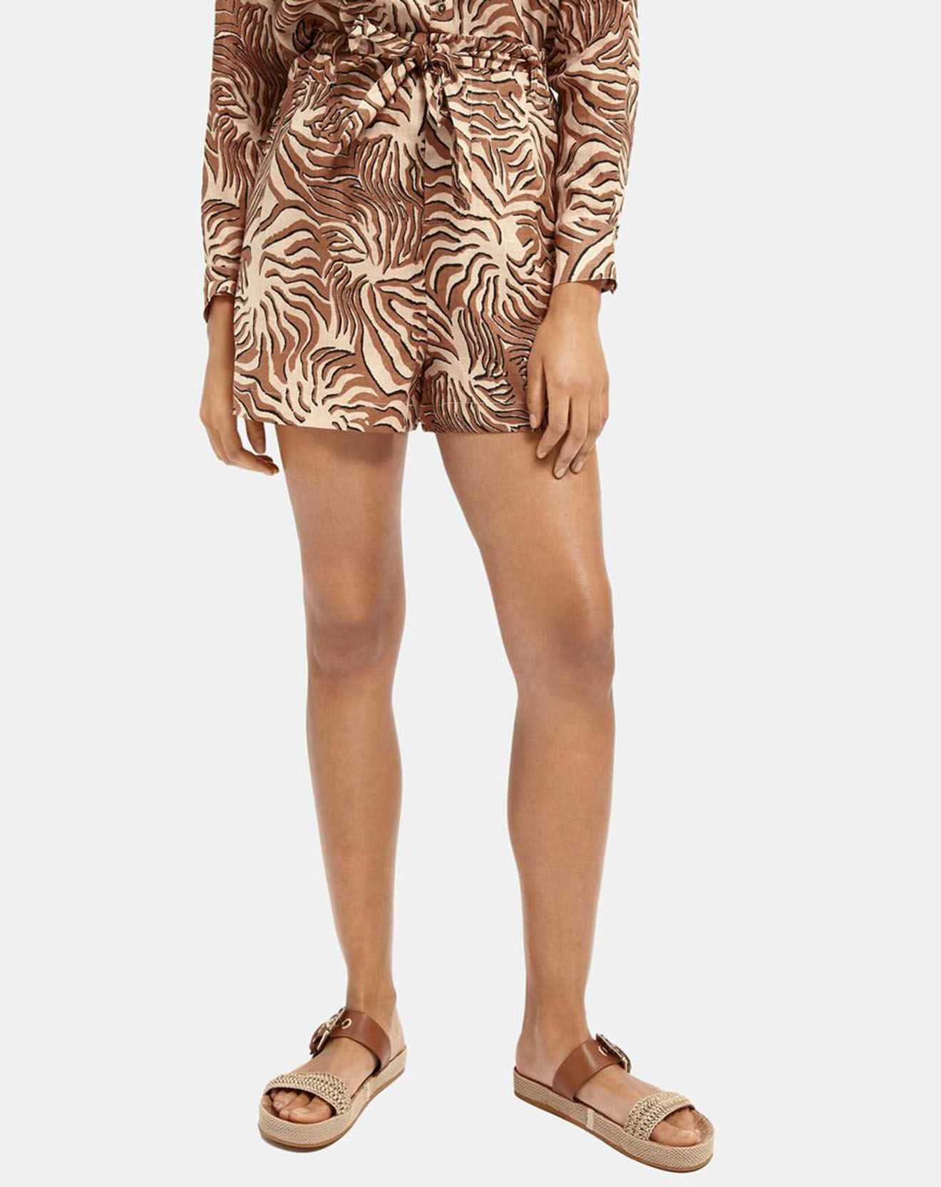 Scotch & Soda Short 100% Lin print corail marron