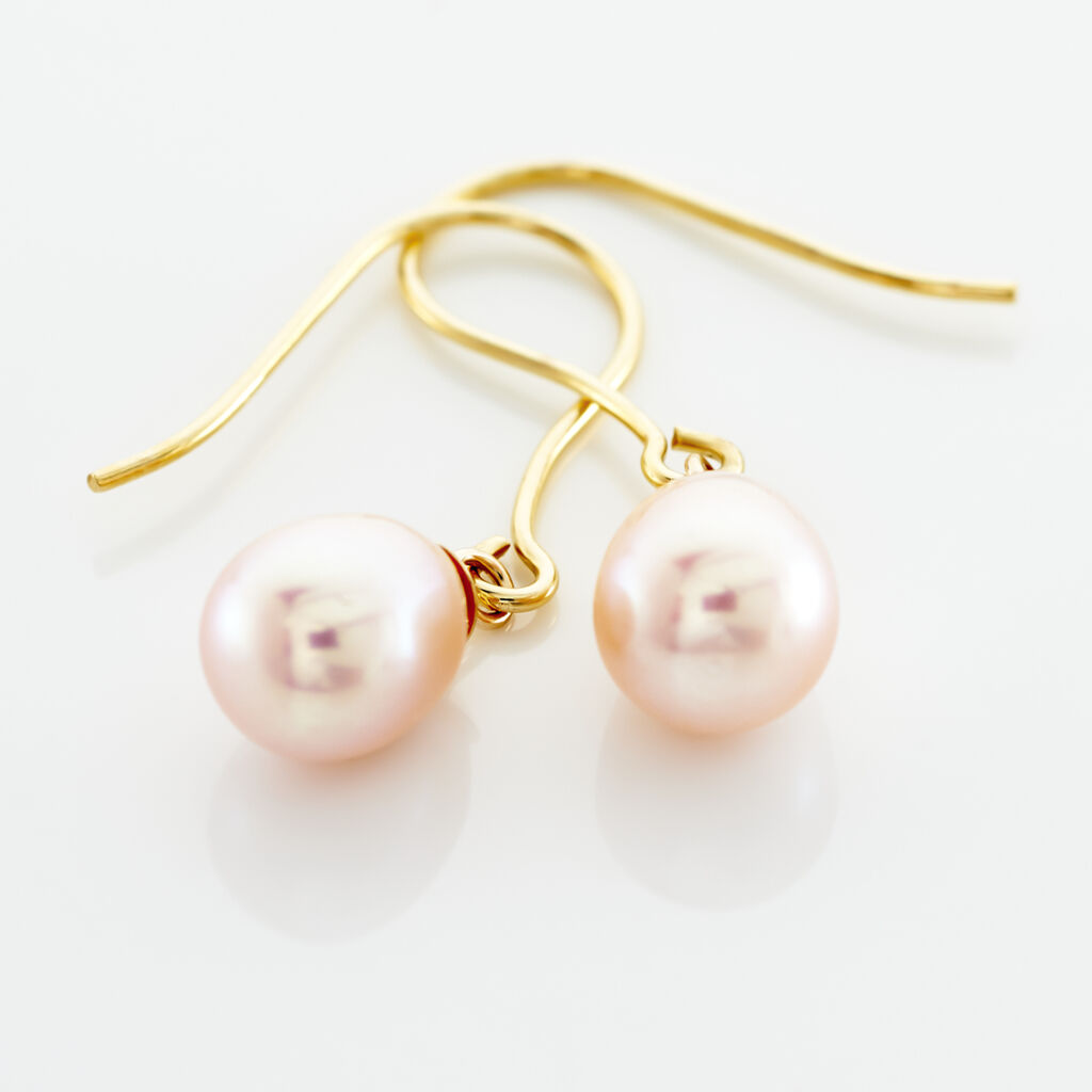 Boucles D'oreilles Pendantes Baroque Or Jaune Perles De Culture