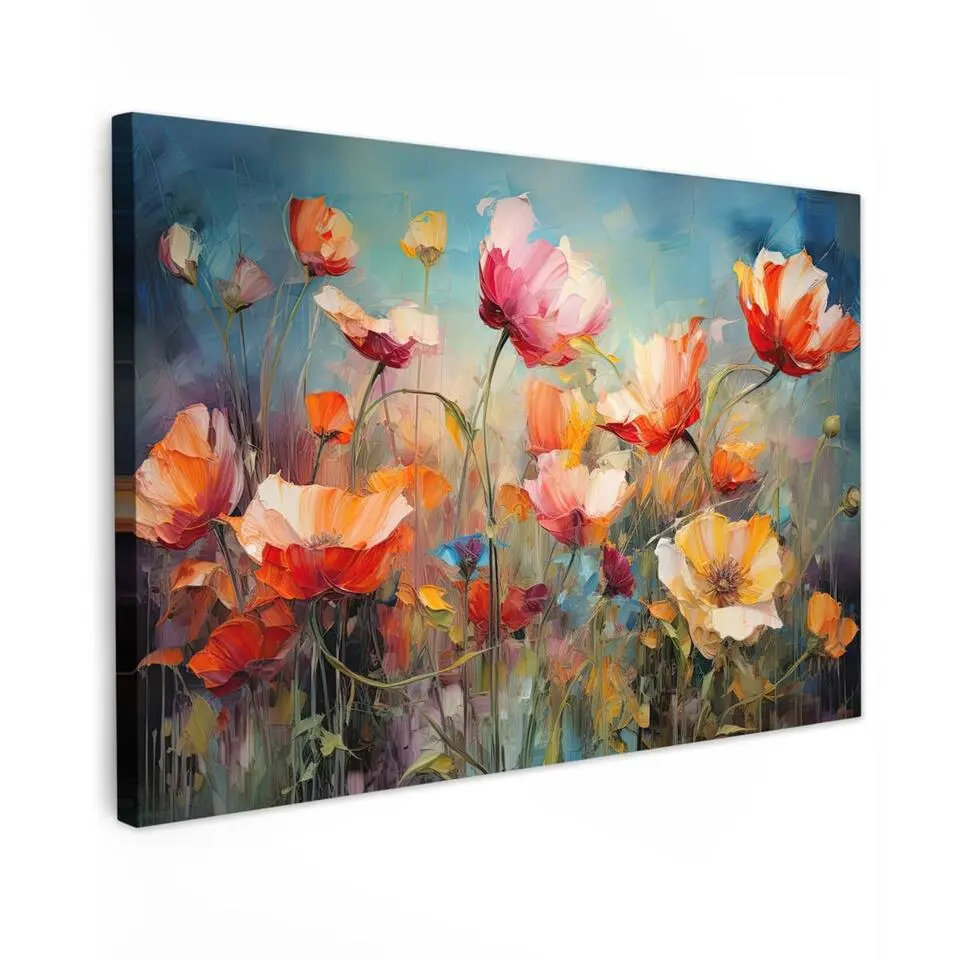 MuchoWow Canvas Schilderij 90x60cm Bloemen Watercolor Kunst