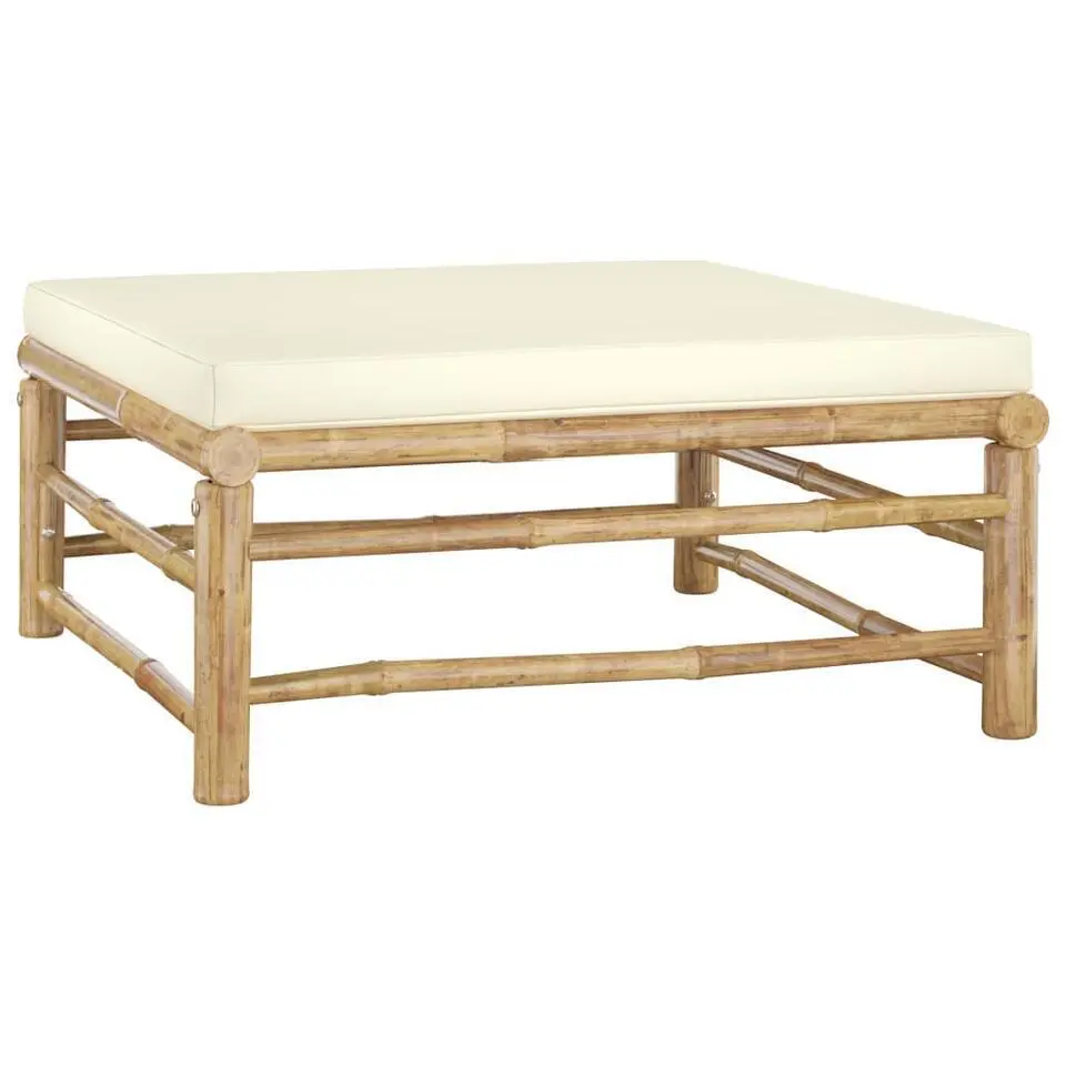 vidaXL - Loungeset - Wit - Bamboe - 3 stuks - Met kussens