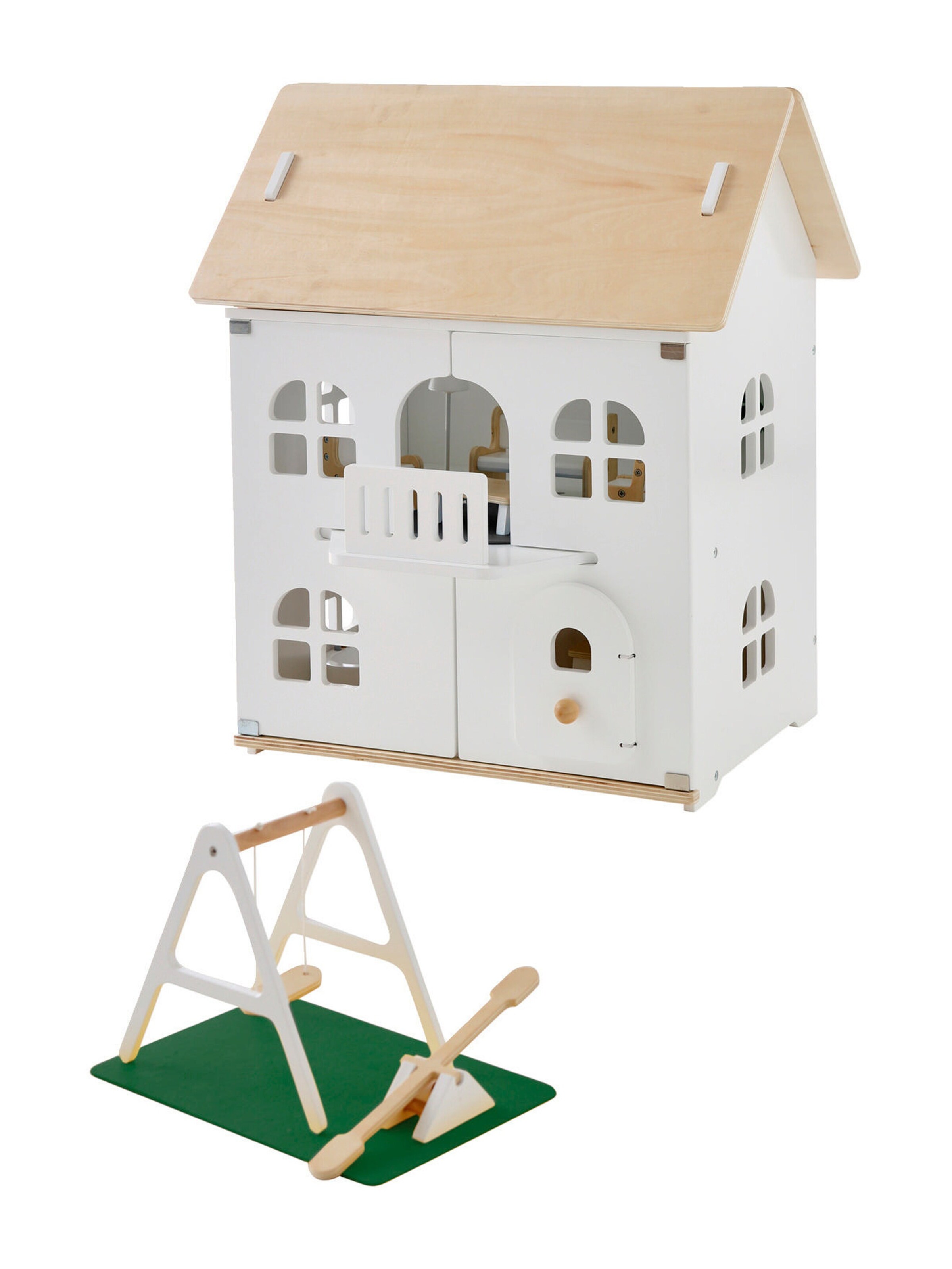 Vertbaudet Puppenhaus mit Zubehör aus Holz FSC® natur/weiß