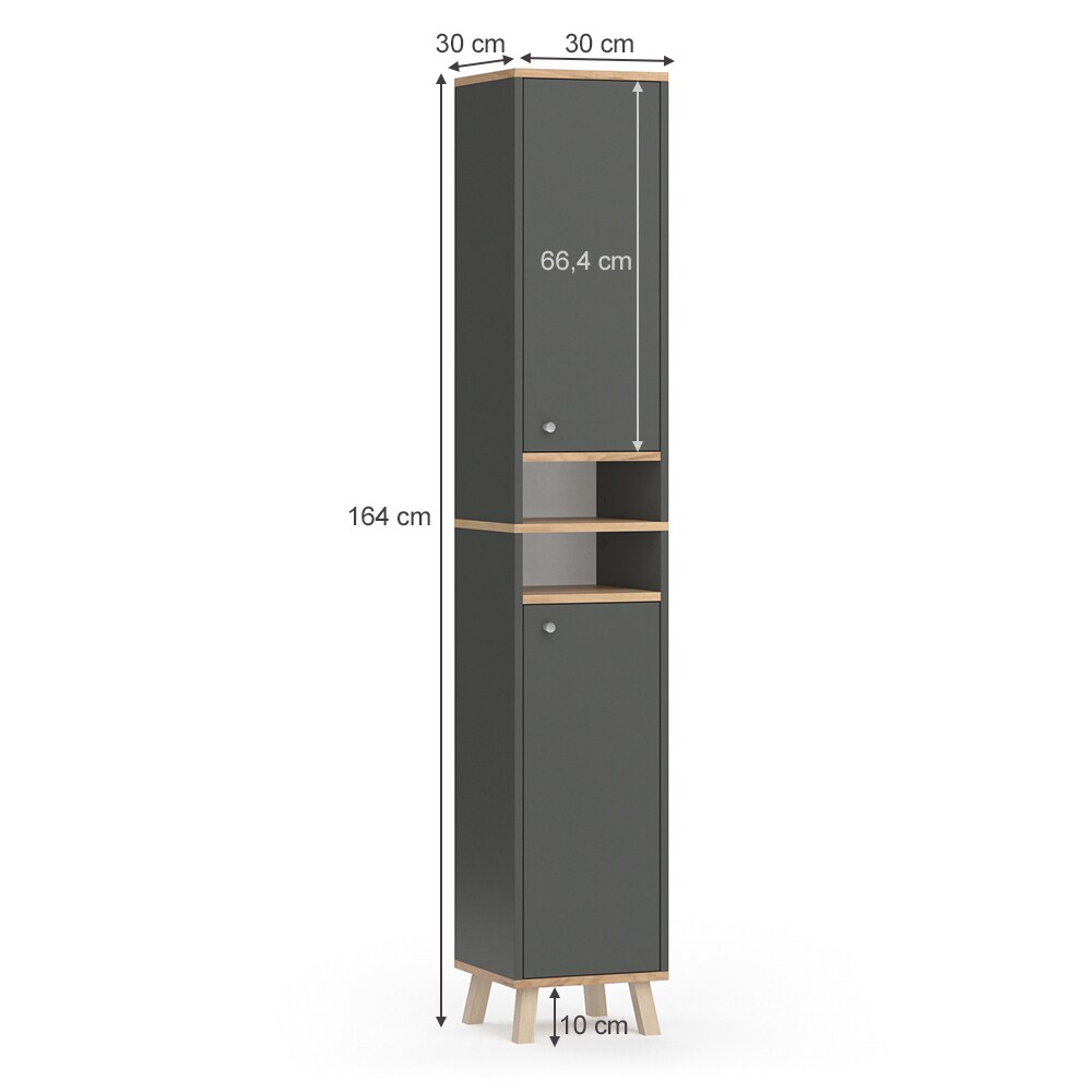 Vicco Hochschrank Badschrank Regalschrank Senyo GK Oak/ANT Badezimmer Badmöbel