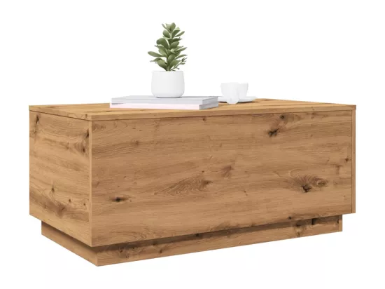 Table basse avec lumières LED chêne artisanal 90x50x40 cm