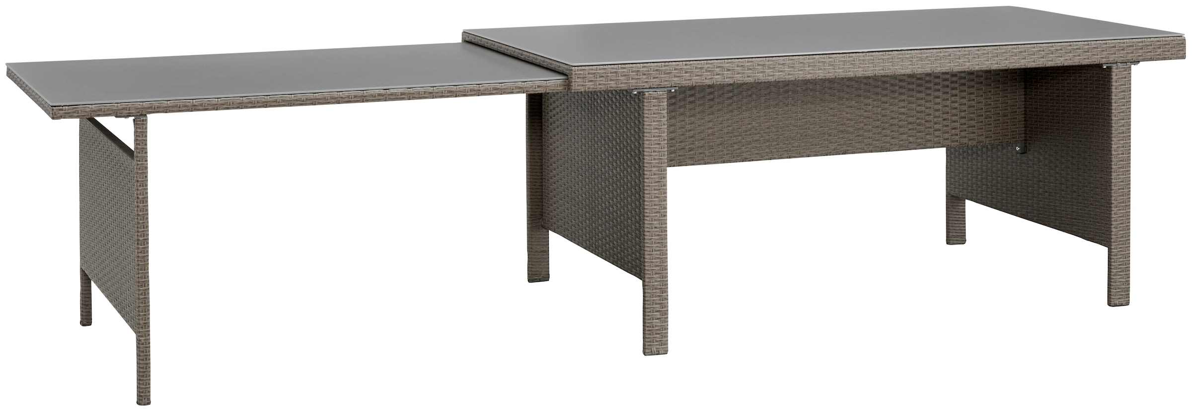 KONIFERA Garten-Essgruppe »Mailand« Set, 10x Sessel, 1x AZ-Tisch 179-302 cm, inkl. Auflagen, 31 Stk. tlg. Polyrattan, Stahl, Braun