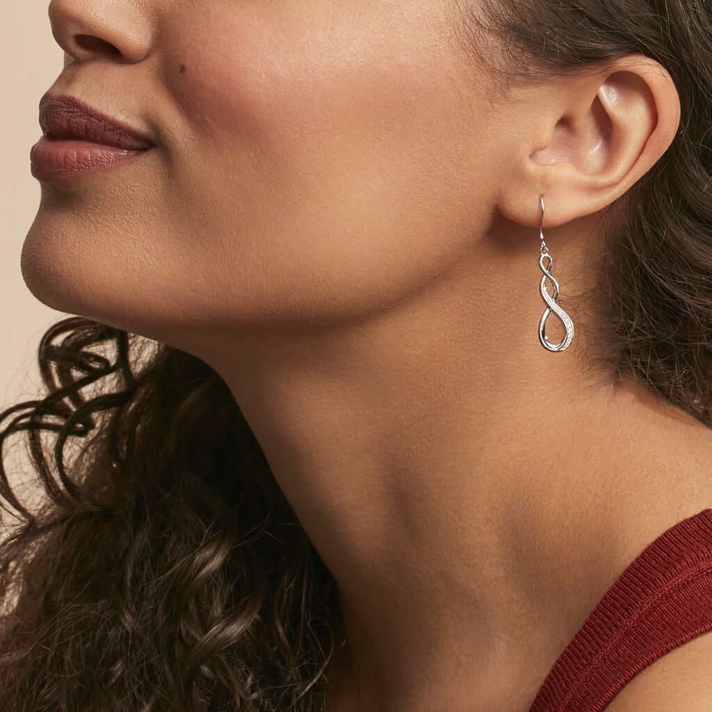 Boucles D'oreilles Pendantes Ayhan Argent Blanc Oxyde De Zirconium