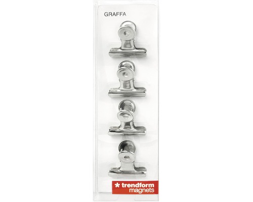 Graffa decoratieve magneetklemmen, set van 4, verchroomd