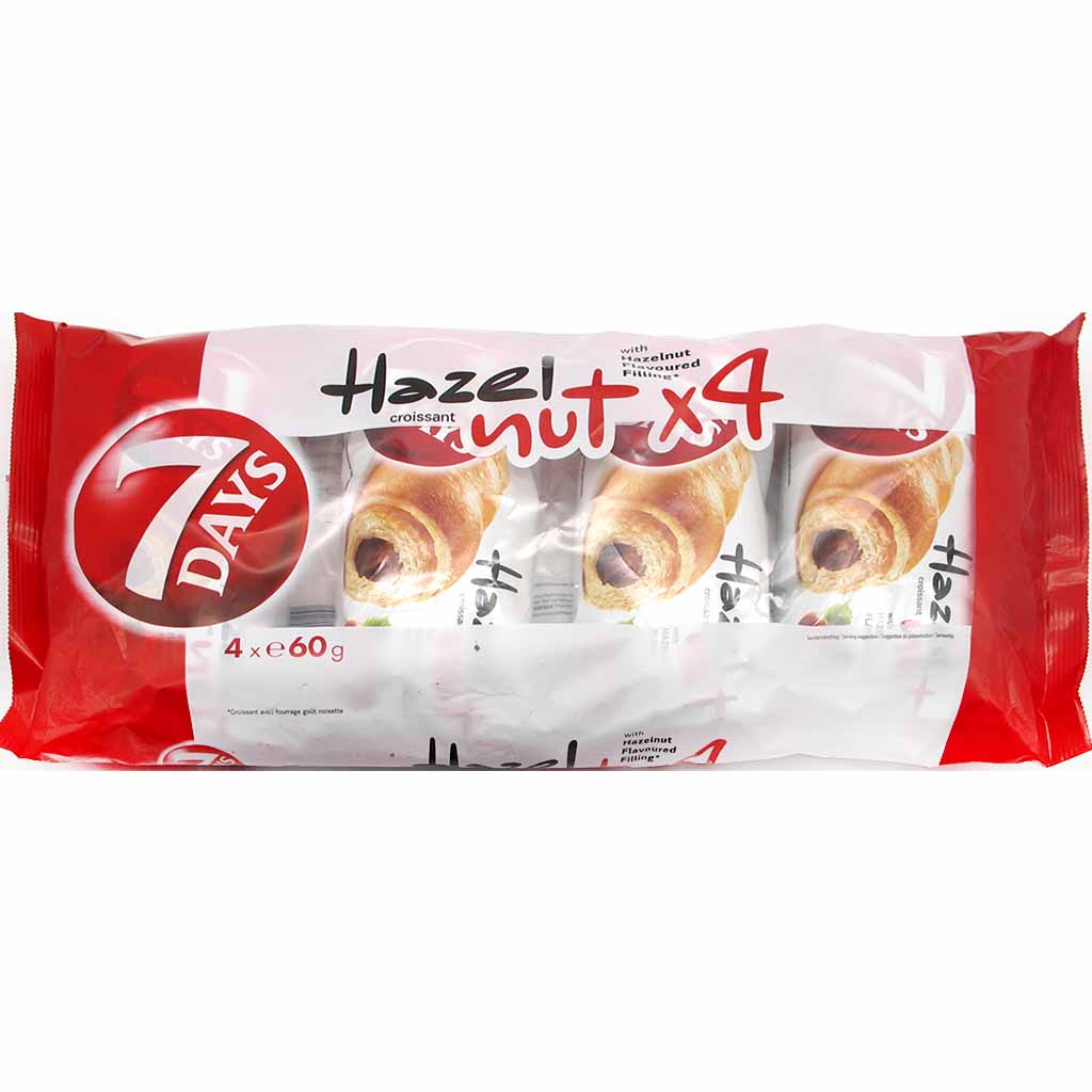 7Days Croissant Haselnuss 4x60g=240g MHD:31.12.24