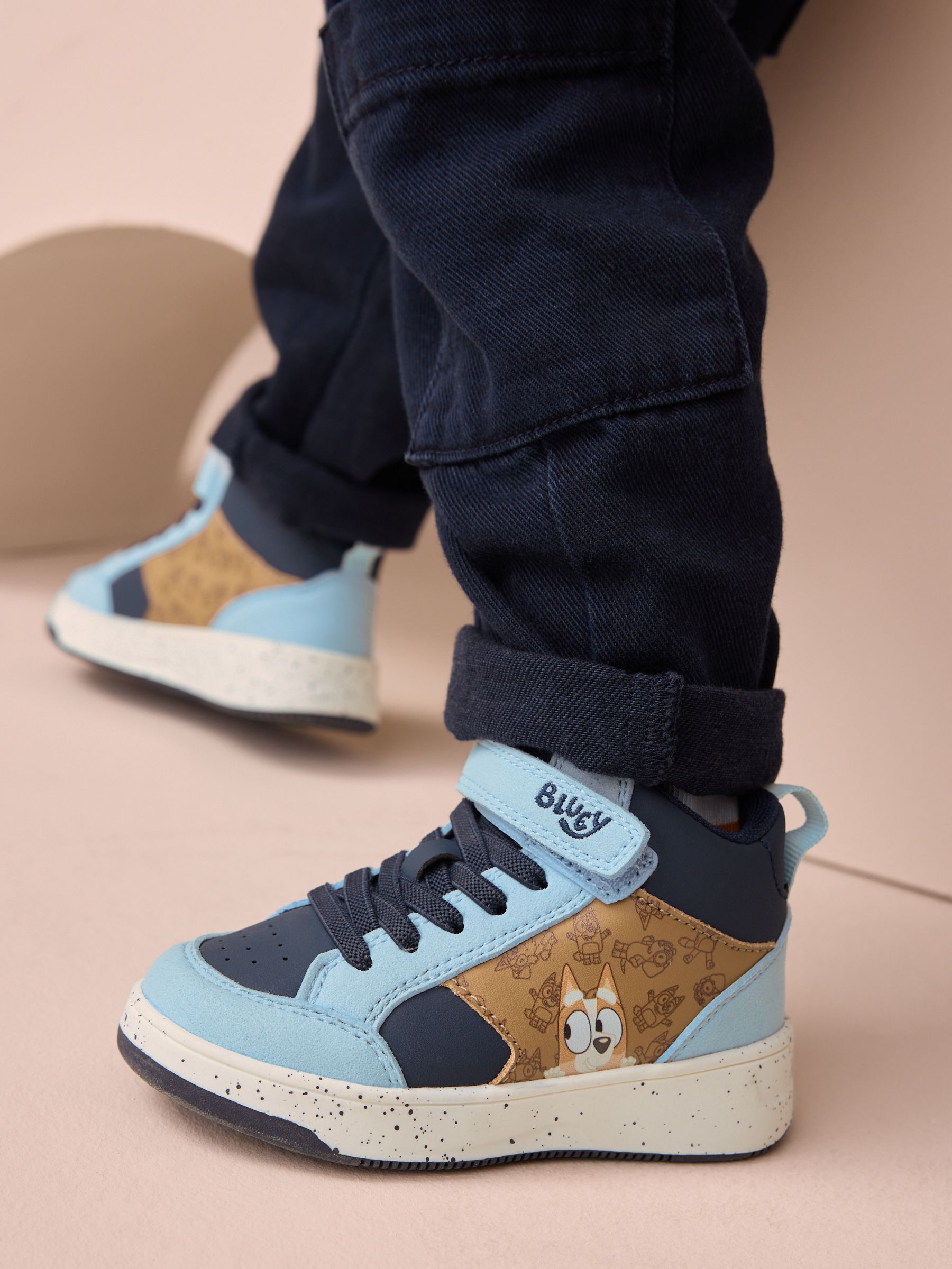 Marineblauwe Bluey - Hoge sneakers met klittenbandsluiting en elastische veters