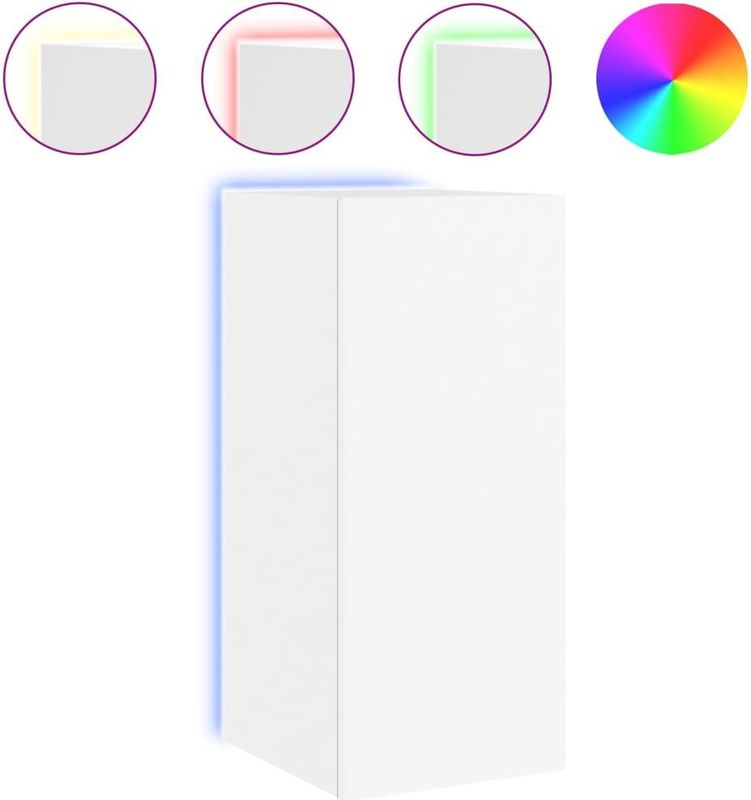 vidaXL Tv-wandmeubel - Wit - Hout - 30,5x35x70 cm - Inclusief RGB LED-verlichting