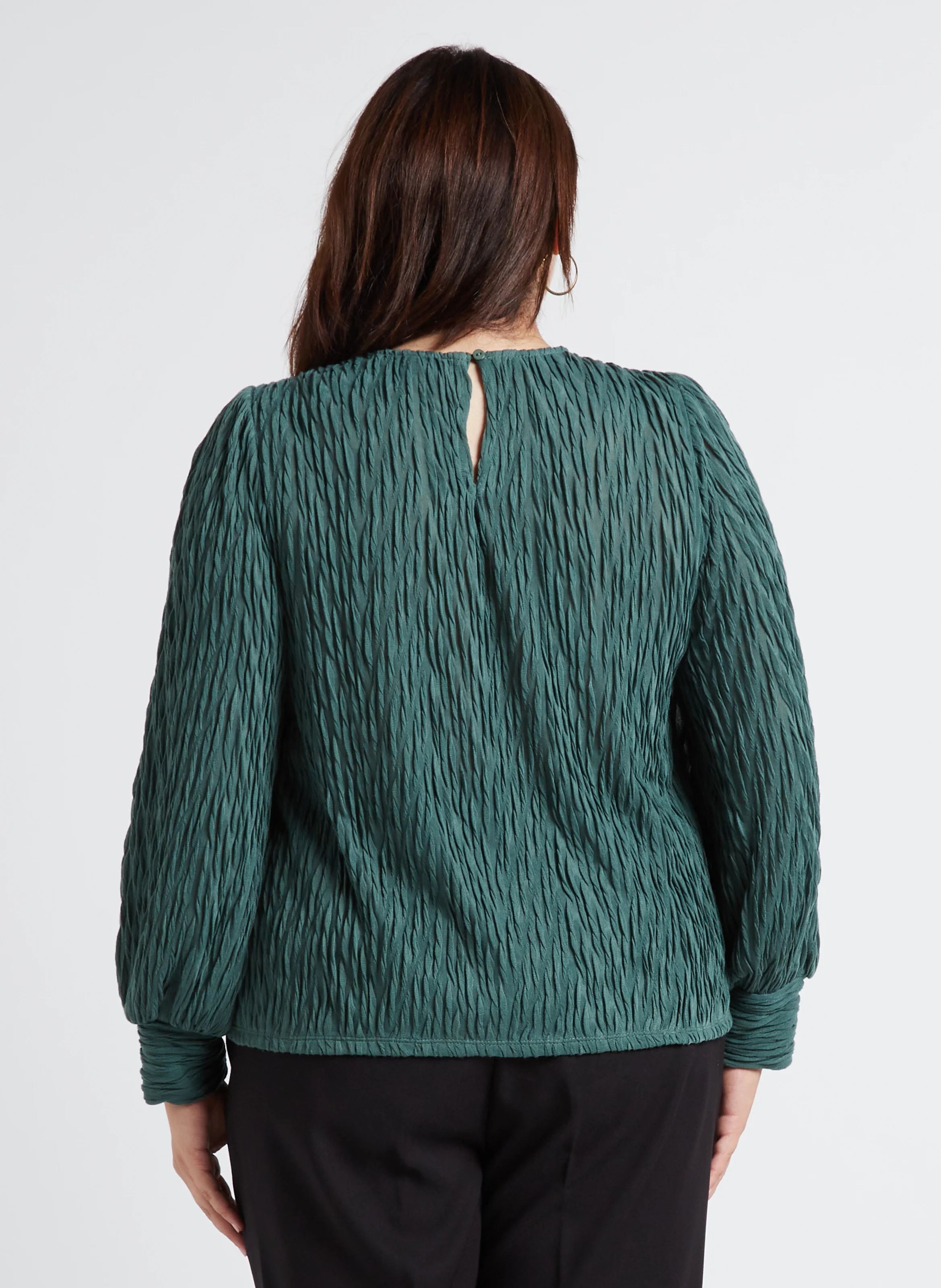 MAIA - Top col rond texturé | Vert