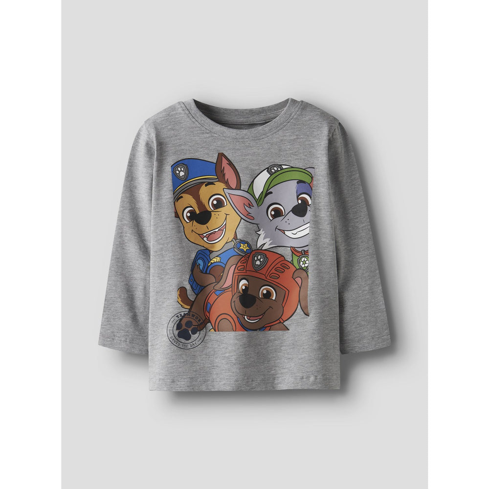 Køb Name It Grey Melange Nmmnitin Paw Ls Nreg Top Box Cplg