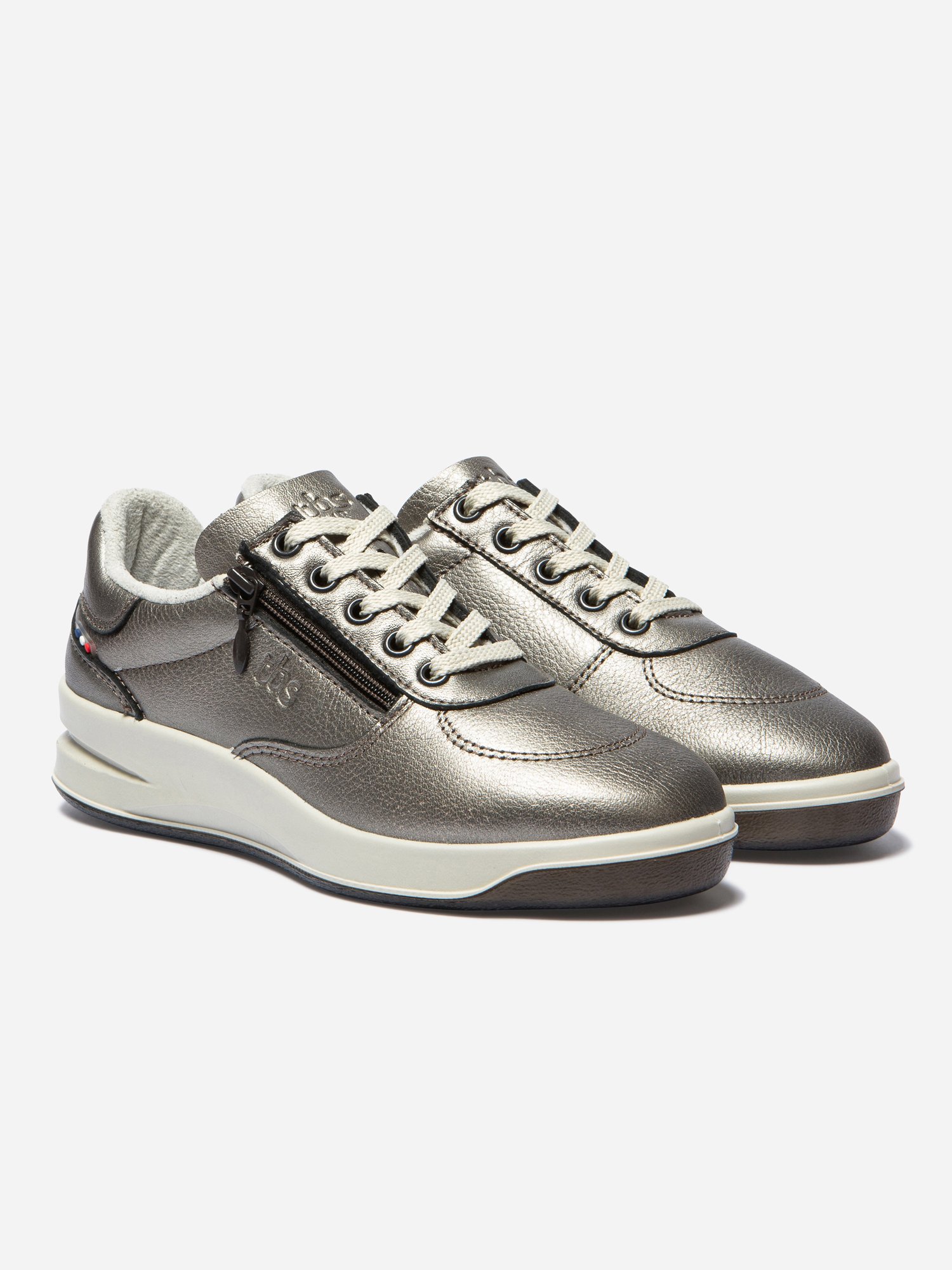 Baskets Zippées Femme Fabriquées en France Cuir Gris