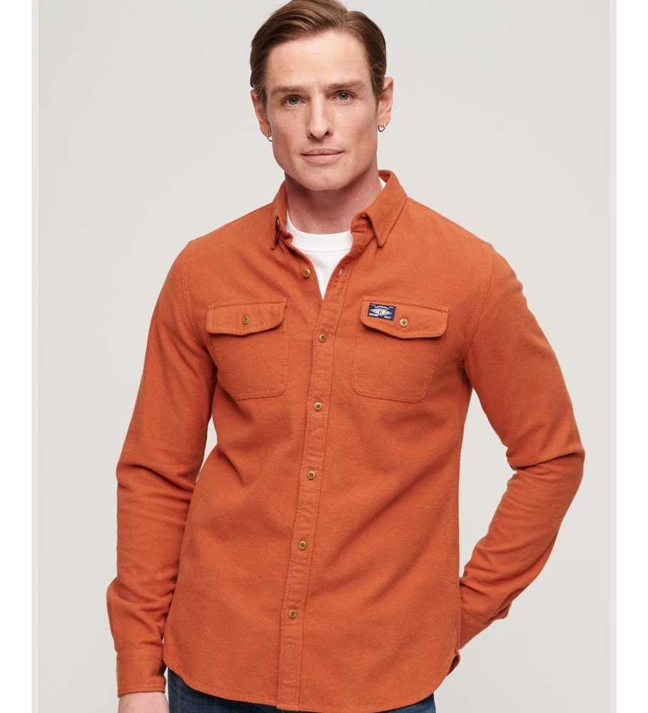 Camisa de flanela de algodão orgânico Superdry Trailsman, laranja