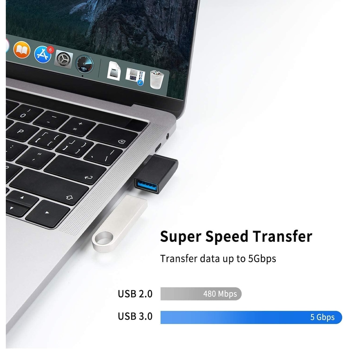 NÖRDIC USB-C hann til USB-A hunn vinklet adapter 90 grader