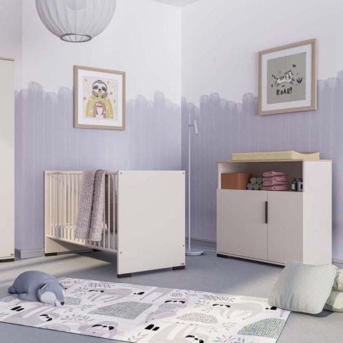 Chambre DUO SUZIE Lit 60x120 Commode à Langer - Off White  - YUNY BY PAIDI