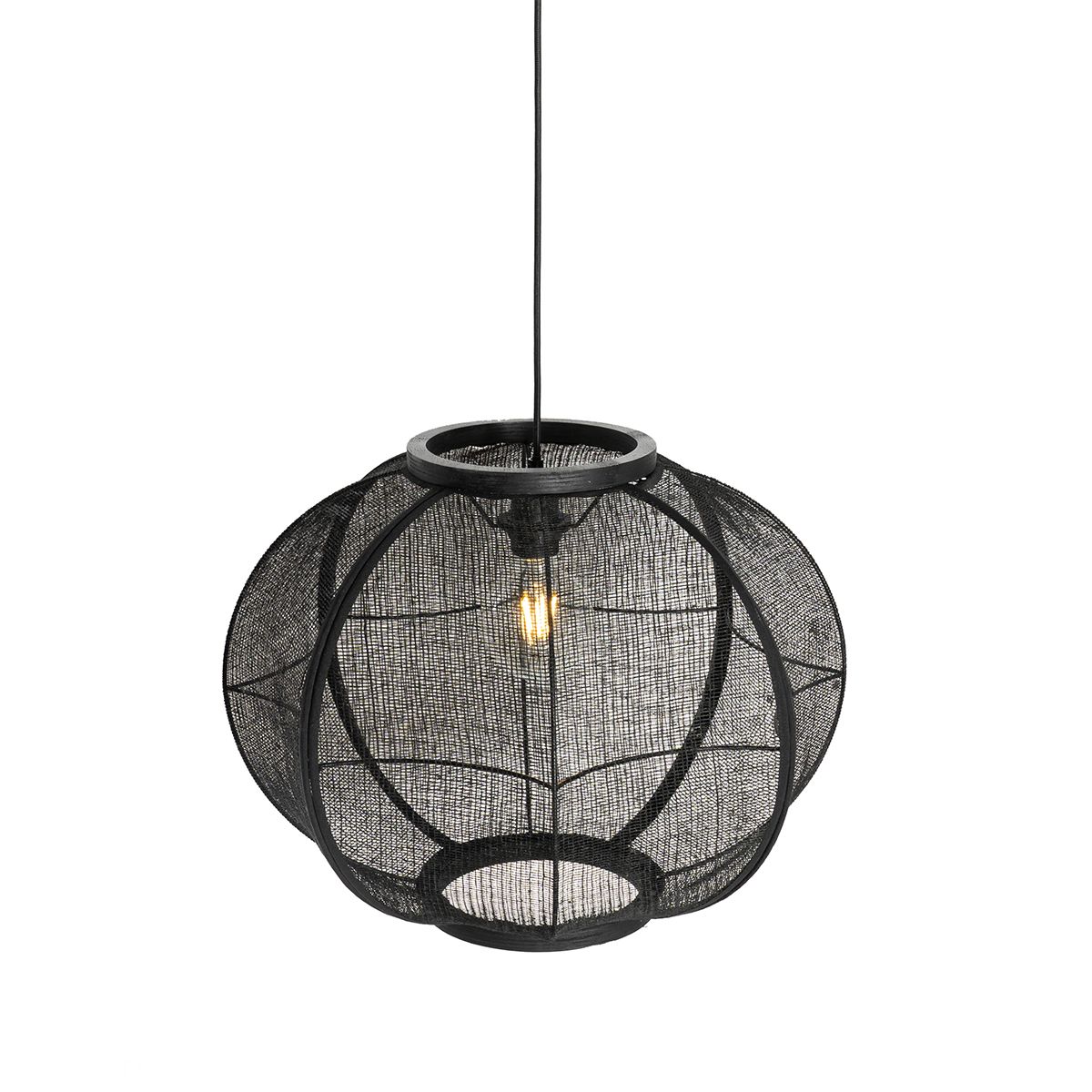 Oosterse hanglamp zwart stof 48 cm - Rob