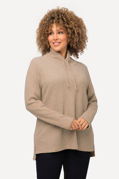 Sweatshirt, Waffelstruktur, Glitter, Stehkragen, Langarm