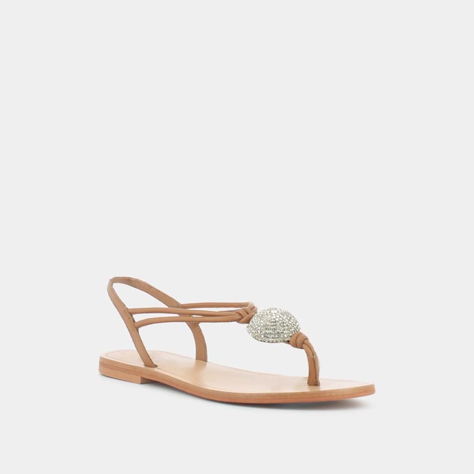 Sandales à détails argentés  en cuir camel