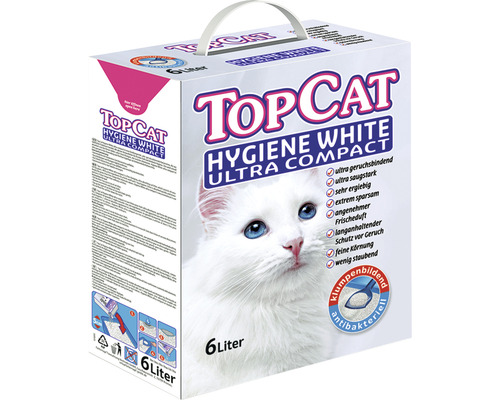 Top Cat Hygiene White Ultra Compact fijn klonterende kattenbakvulling, 6 l