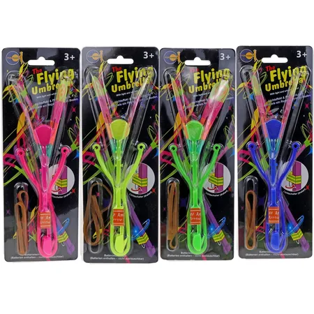 Fun Trading Flying Umbrella leuchtender Flugkreisel 25 cm, 1 Stück, 4-fach sortiert
