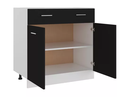 Armoire de plancher à tiroir Noir 80x46x81,5 cm Bois ingénierie