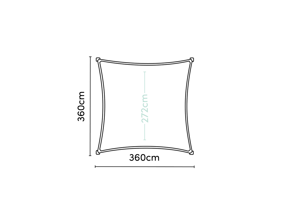 Platinum Coolfit 3,6 x 3,6m vierkant schaduwdoek - Greige