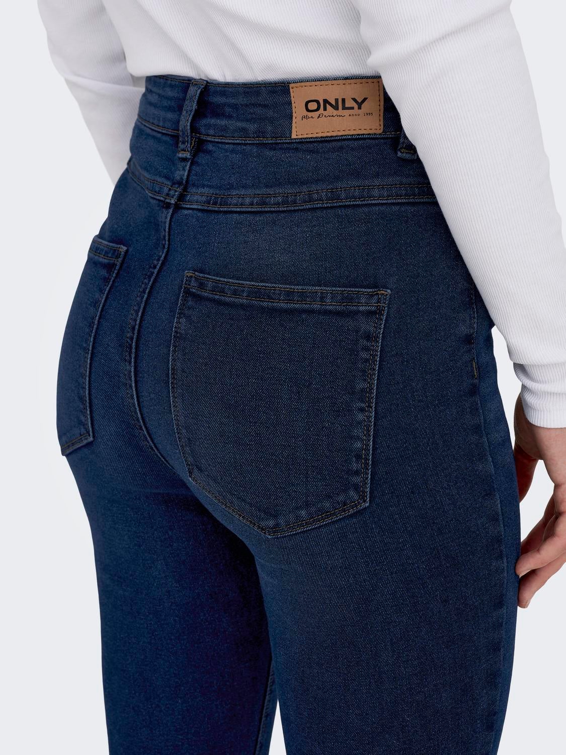 ONLLUNA Hohe Taille Skinny Fit Jeans Dark Medium Blue Denim