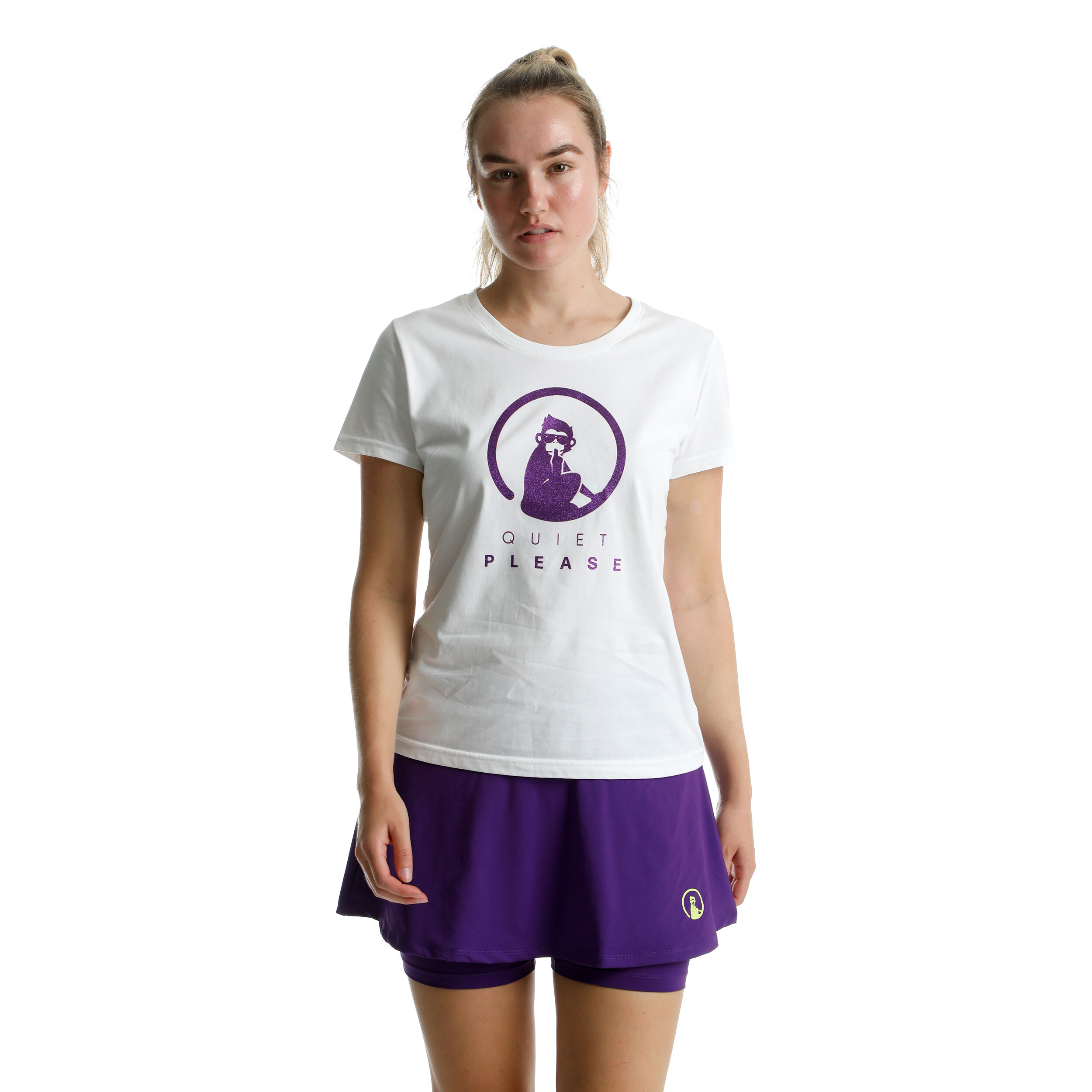 Quiet Please Baseline Glitter T-shirt Femmes - Blanc