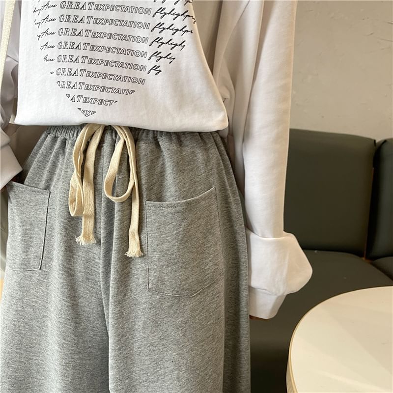Sisyphi - Capri-broek met trekkoord in de taille en wijde pijpen