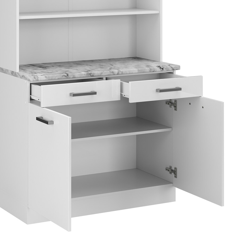 Vicco Buffetküche Küchenzeile Küchenblock R-Line Weiß Hochglanz modern 100 cm Arbeitsplatte Küchenschränke Küchenmöbel