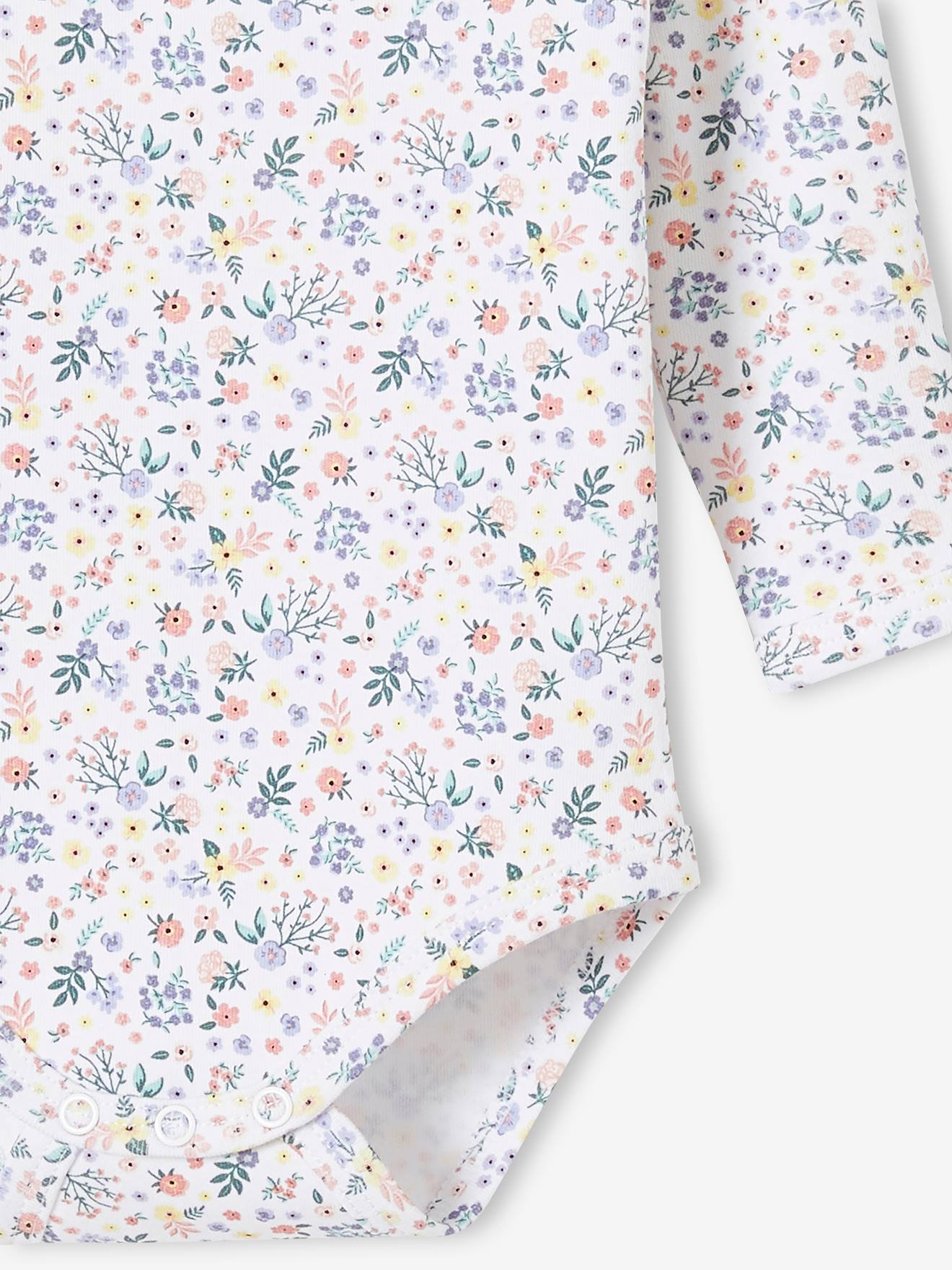 Conjunto de 5 bodies de manga comprida para bebês com cavas americanas, rosa claro bicolor/multicolorido