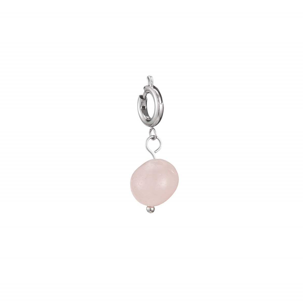 Charm acier Quartz rose