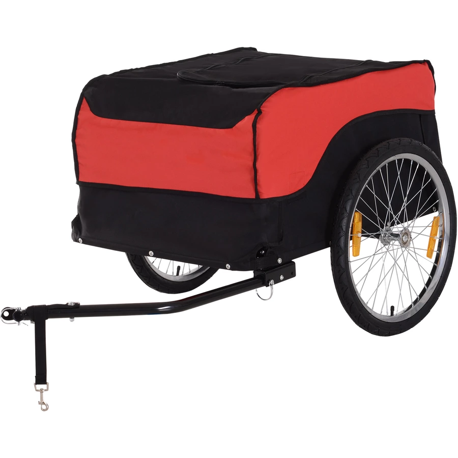 HOMCOM Transportanhänger fürs Fahrrad rot, schwarz