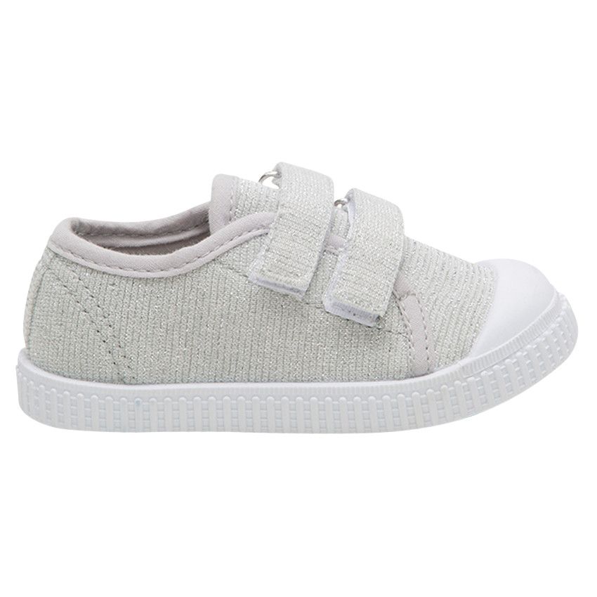 Baskets basses argentées en toile mélangées de fils brillants du 20 au 23 - Gris chiné
