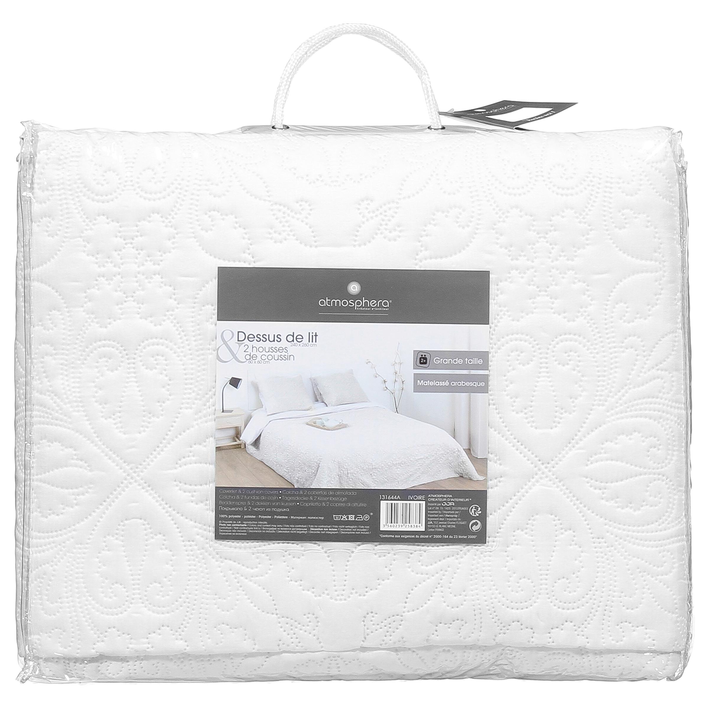 DESSUS DE LIT ARABESQUE AVEC 2 TAIES IVOIRE 240X260CM