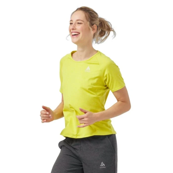 Odlo Dame T-shirts T-Shirt Short Sleeve Crew Neck Run Easy Gul